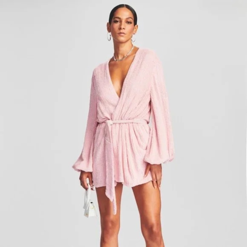 Retrofete Blush Pink Mini Wrap Dress